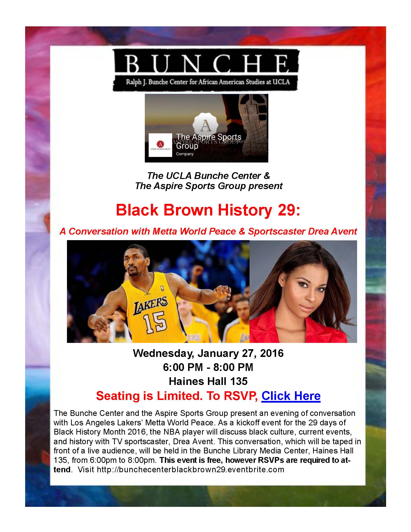 Lakers' Metta World Peace Kicks Off Black History Month at the Bunche  Center 1/27/16